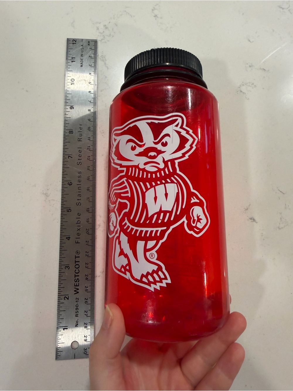 Red University of Wisconsin Bucky Badger Nalgene Water Bottle